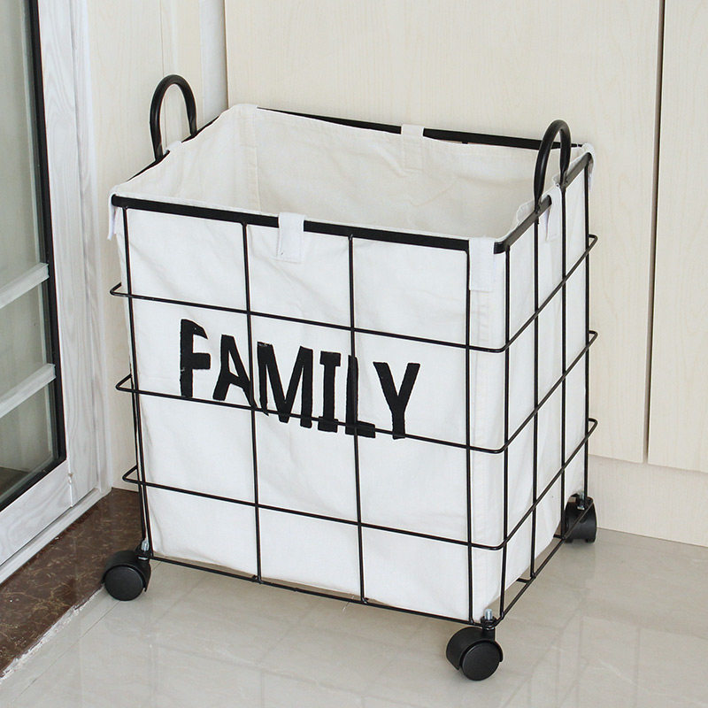 Quality Nordic Bart containing box Dirty Clothing Basket With Wheels Iron Art Containing box Large number containing basket containing basket