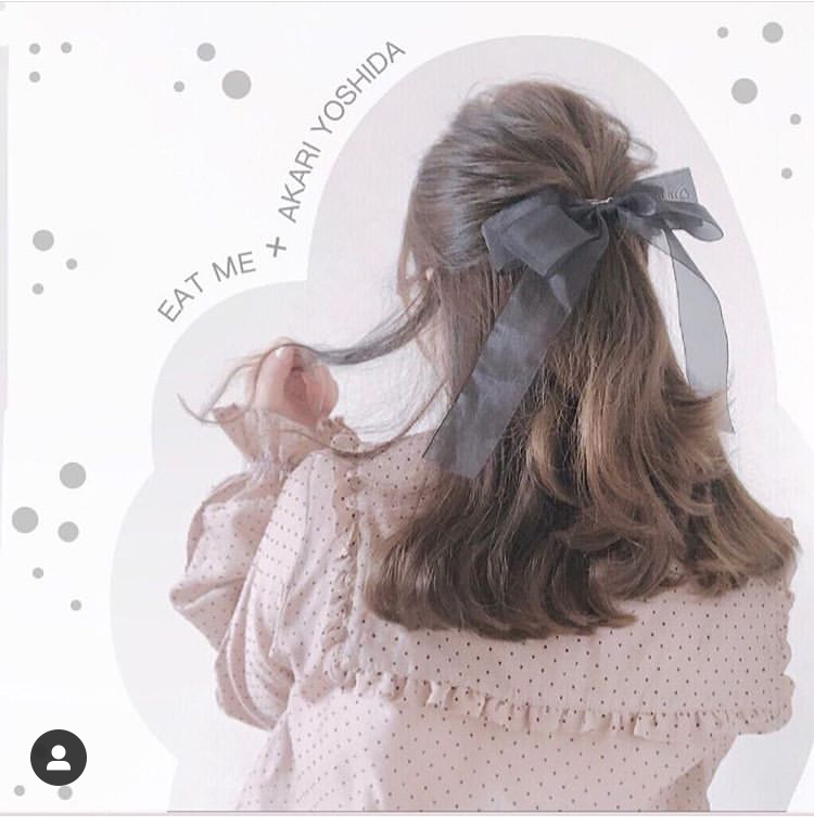 Japanese magazine appendix Japanese solid color black ribbon elegant bow head rope hair ring hair ornament streamer headdress