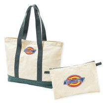  ●Daily miscellaneous fashion tide brand beige canvas simple fashion embroidered tote bag environmental protection bag two-piece set