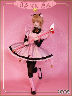 taobao agent Spot iCOS Magic Card Girl Sakura Cos Sakura Thunder Black Cat Dress Hundred Change Sakura Cosplay Costume