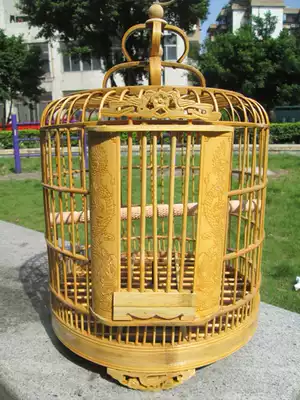 Special starling cage, breeding cage, thrush bamboo cage, large characteristic Yungichuan bamboo bird cage, carved Shuanglong varnish cage