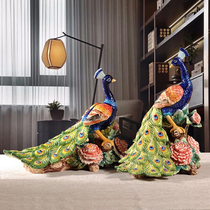 Chinese piano harmony Ceramic peacock decoration High-end home decoration decoration auspicious peacock wedding gift