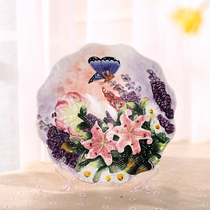 Hand-painted art ceramic decorative pendulum wall ceramic decorative hanging plate Three-dimensional relief butterfly plate Home decoration