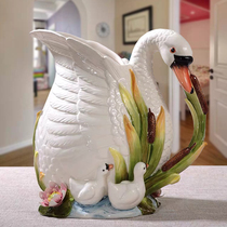 Chinese mother love Swan ceramic large vase Hydroponic flowers Hand painted ceramic vase Exquisite home decoration Vase