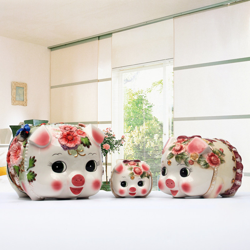 European-style ceramic piggy bank cute zodiac pig home furnishings high-end piggy bank home decoration craft gift decoration