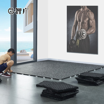 Zhiguang gym rubber floor mat Strength area bar dumbbell shock pad Household splicing buffer floor rubber mat Pure black