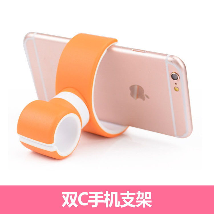 Creative double C mobile phone holder multi-function adjustable bicycle navigation steering wheel silicone clip custom logo