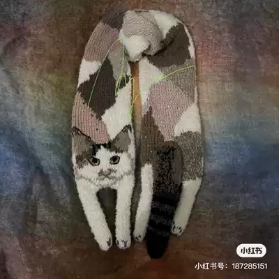 (Lucky Nafu)Cai Caizi Agnes's cat custom scarf finished product, one cat, one pattern