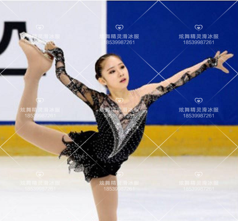 Dazzling genie customized figure skating clothing figure skating performance Children's adult female dress a194