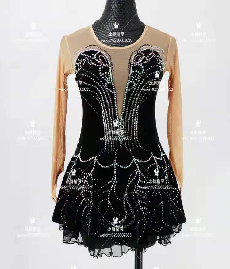 Dazzling genie customized figure skating clothing figure skating performance Children's adult female dress a319
