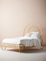 Japanese-style rattan bed double bed 1 8m B&B home large bed Indonesian real rattan modern minimalist rattan furniture rattan art bed