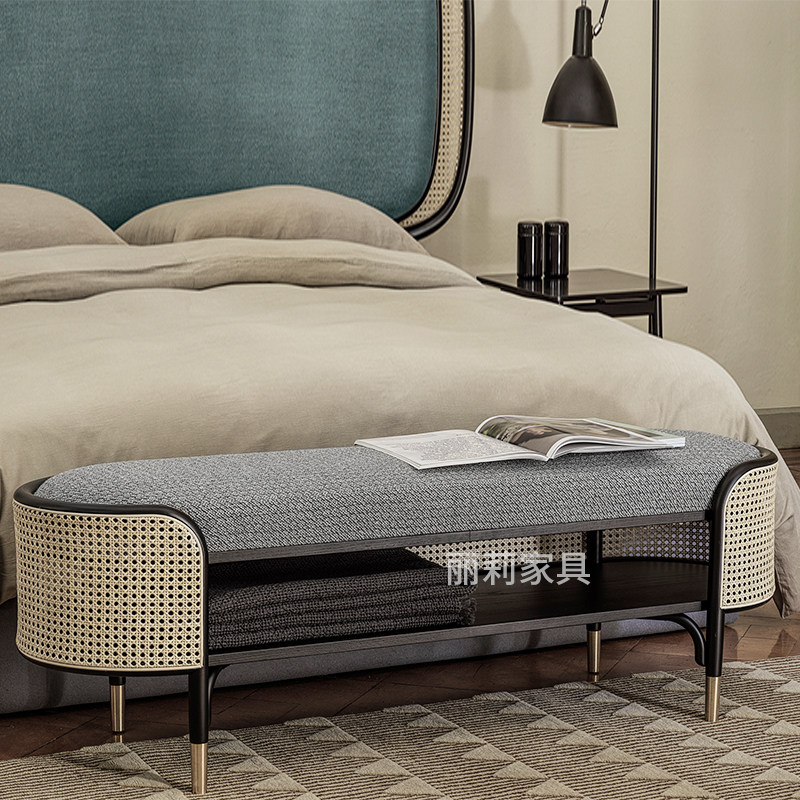 Vine Choreography Tail Bench New Chinese Versatile Containing Cabinet Bed Tail Sofa Bedroom Bedstool Brief Hyundai Ins Wind