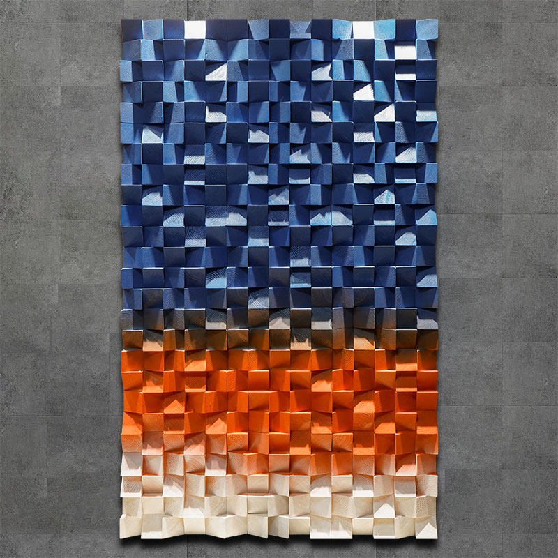 3D solid wood wood mosaic living room sofa TV background wall decoration painting physical hanging painting