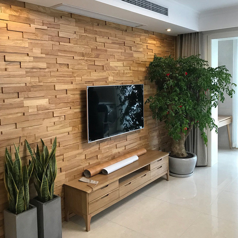 Solid wooden horse Syke TV background wall Boat wood main entrance corridor bedroom decoration log wood head wall decoration