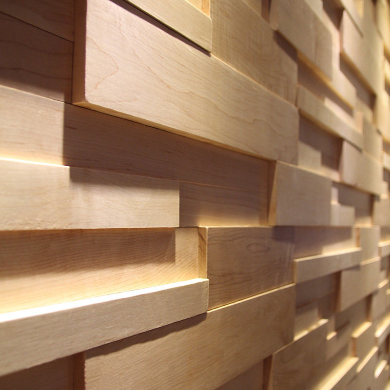 Solid wood mosaic TV background wall log decoration materials coffee shop tea room storefront living room modern minimalist decoration