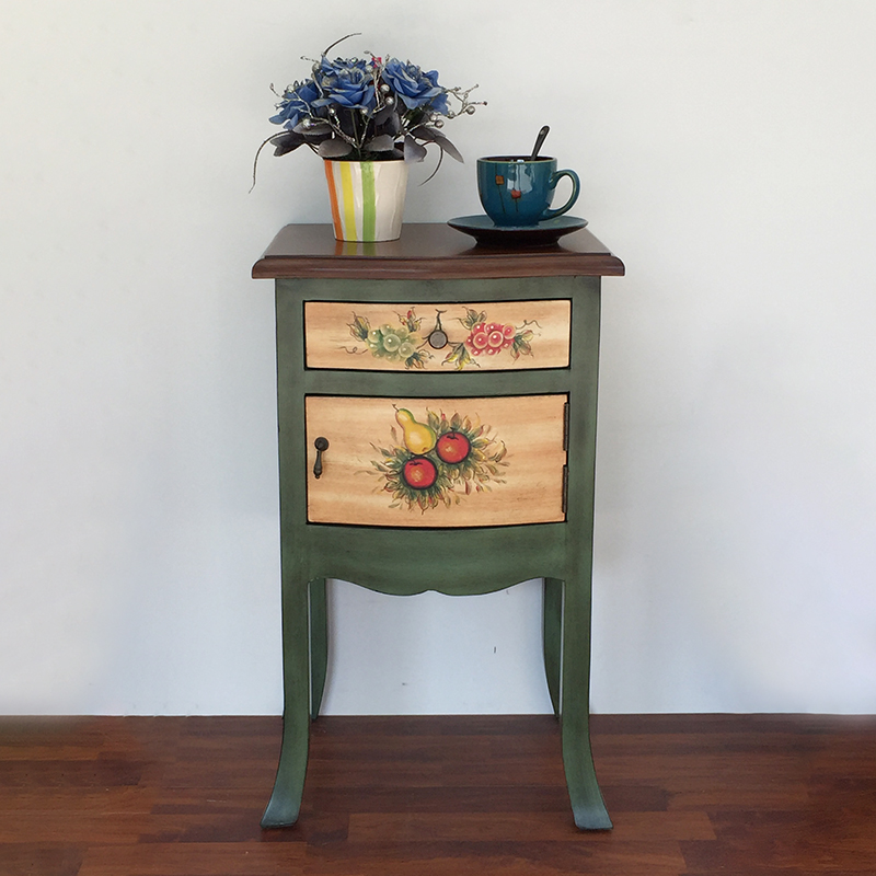 American small-sized bedside table bedroom bedside narrow storage cabinet 38cm Mediterranean painted telephone table 25014