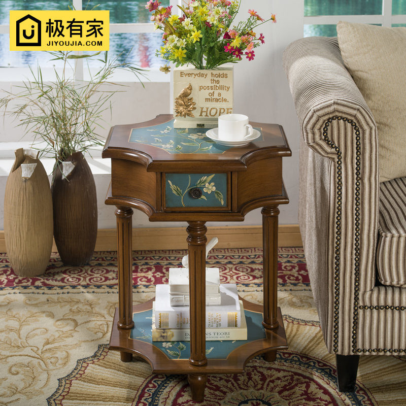 European - style American sofa side several corners of telephone tables and small tea couch side cabinet Mediterranean color furniture 3126