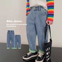 Chen Chen Mother Girl Clothing 2024 Spring Autumn New Parent-child Bangs Color Jeans Baby Foreign Air Washed Retro Jeans