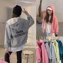 Chen Chen Mother Girl Autumn Winter New 100 lap Parent-child plus suede hat jacket Child trendy foreign air cardiovert long sleeves