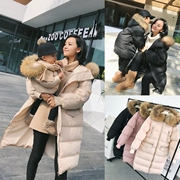 Chen Chen Ma Cha mẹ mặc con mùa đông mẹ và phụ nữ xuống áo khoác trắng xuống mẹ và con trong phần dài áo khoác dày trùm đầu