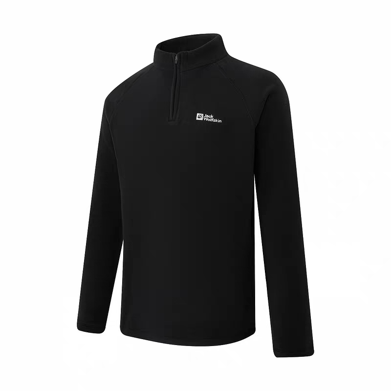 Jackwolfskin Men's Outdoor Fleece Jacket Half-Zip Stand-Up Collar Top Casual Pullover A65470