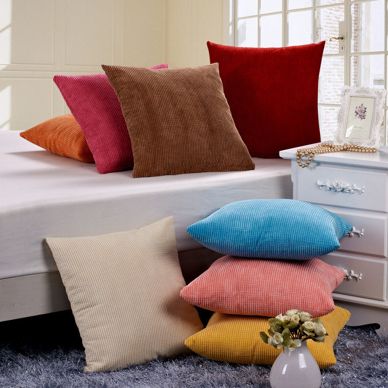 Solid color simple style sofa cushion pillow with core fabric bedside pillow office backrest waist pillow