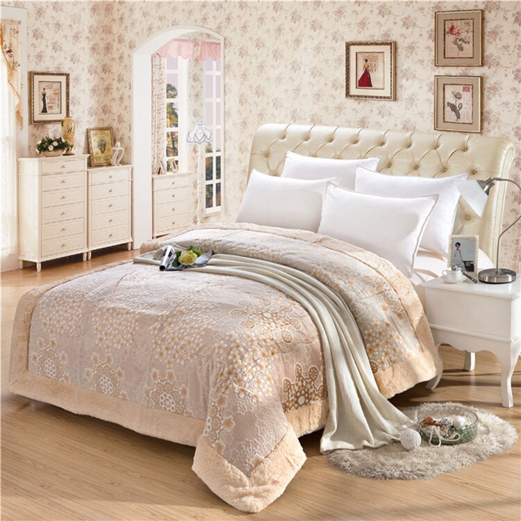 Heiheen Sky Velvet Blanket Autumn Winter Thickening Rascher Double Blanket Blanket Single Double Wedding Wedding Wedding Velvet Blanket Mi Huang Flowers 