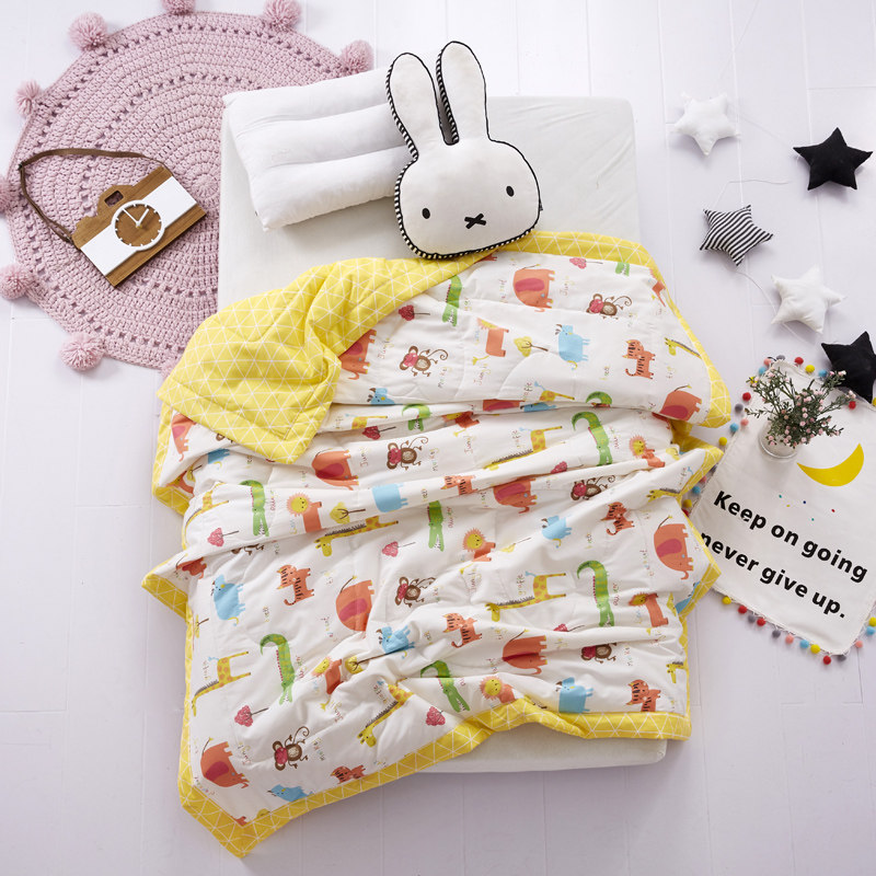 Class A 60s satin pure cotton baby air conditioning quilt Cotton baby summer cool quilt Kindergarten four seasons universal nap thin