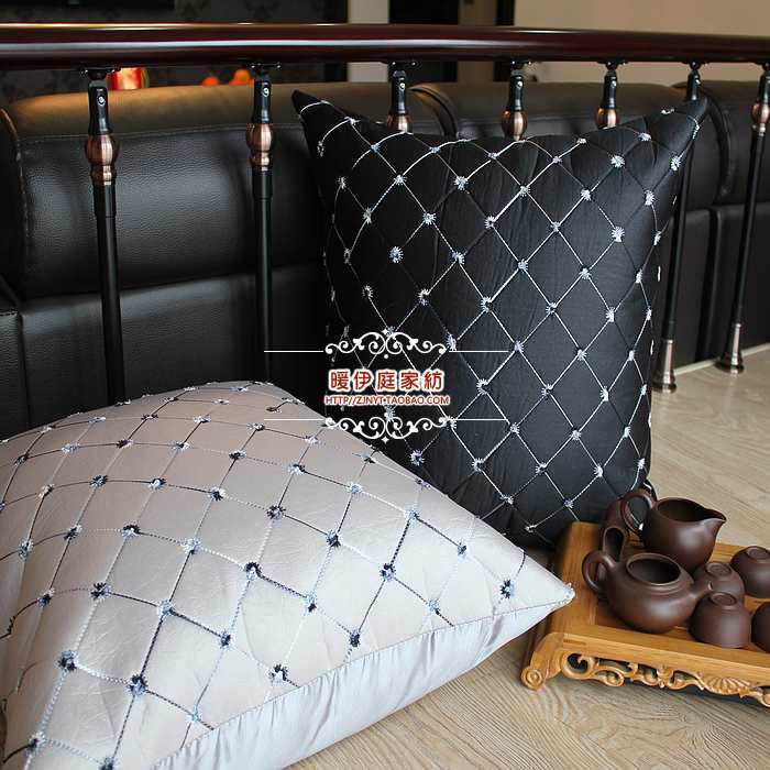 Fashion European style fabric sofa Pillow Cushions with Core Imitation Leather Floating Windows Leaning Against the shoulder of the pillow headboard