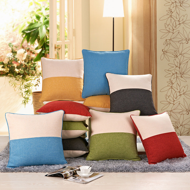 Quality pure color sofa Pillow Back Cushion with Core Double-sided Brief About modern cotton linen Office headboard Backed by pillows