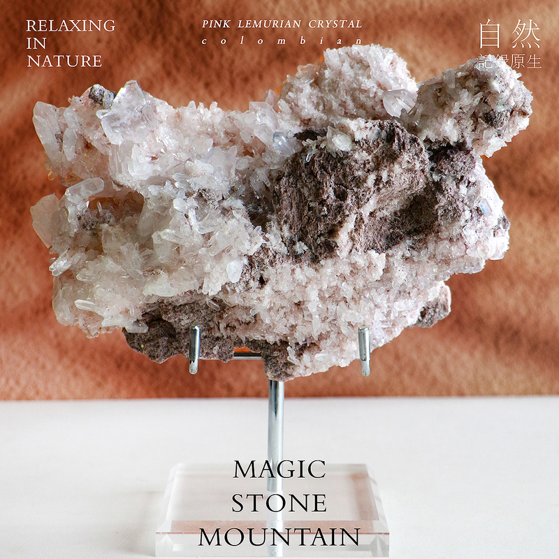 Natural Colombian Pink Lim Crystal Raw Stone and Ore for Living Room and Entrance Decoration, Gift and Collection