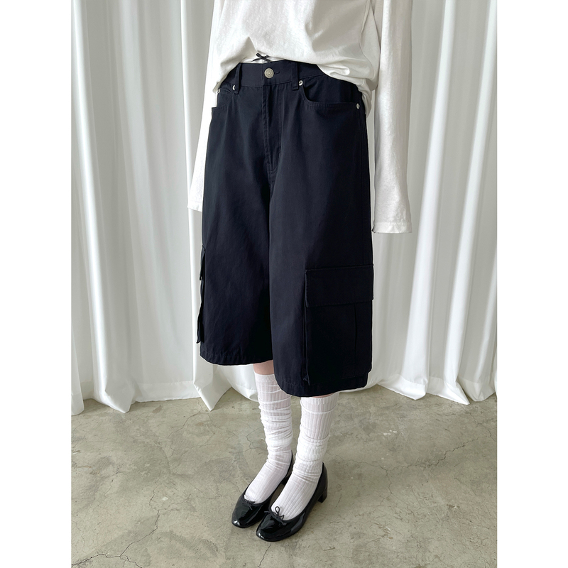 Pff Girl Navy Blue Side Pocket Cargo Capri Pants