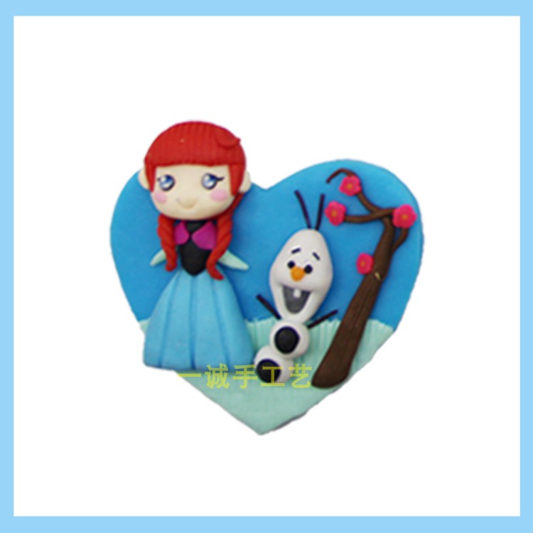 Soft pottery handmade refrigerator stickers Princess Anna creative cartoon cute three-dimensional strong magnet magnetic stickers message stickers
