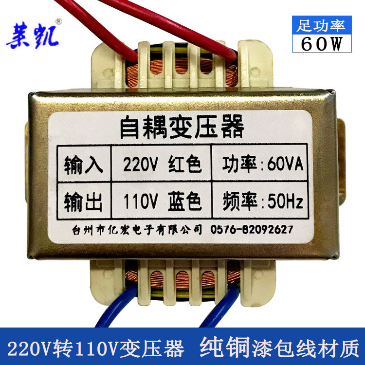Customized 60VA autotransformer 220v to 110v 60w AC AC full copper foot power