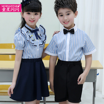 Children Performance Costume Kindergarten Dance Costumes Girls Big Choral Suit Boy Striped Shirt Performance Dance Dress