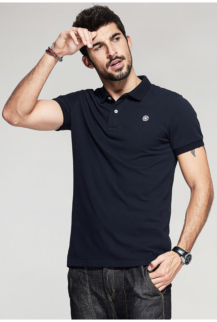 Kuegou mùa hè nam ngắn tay áo polo thời trang thêu áo thun bằng vải cotton nam 2527 - Polo áo polo
