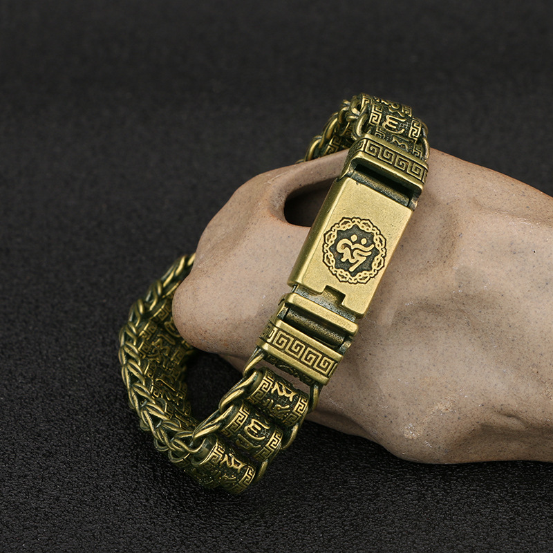 Pure Copper Tibetan Buddha Roller Rotating Bracelet for Men, Pure Woven Vintage Style Trendy Men's Bracelet Pure Copper Tibetan Buddha Roller Rotating Bracelet for Men, Pure Woven Vintage Style Trendy Men's Bracelet