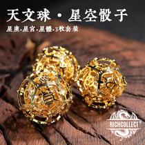 Astronomical ball constellation star palace star hollow brass metal dice potion bottle personalized graphic bottle cap custom dice