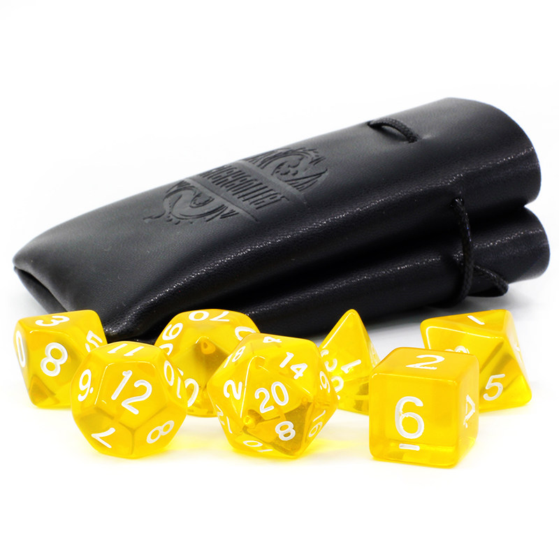 Dungeons and Dragons DnD acrylic transparent yellow and white TRPG Cthulhu running group COC board game dice