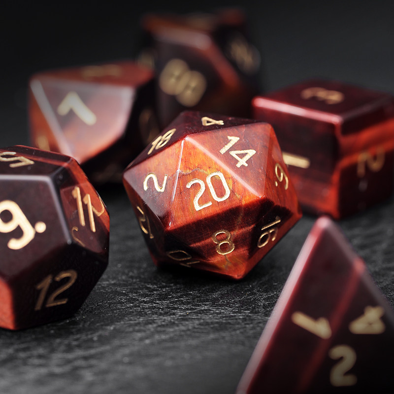 Natural Red Tiger Stone Running Group Dice Suit Deep Red Multi-faceted Digital Ore Table Cruise Color Subredder