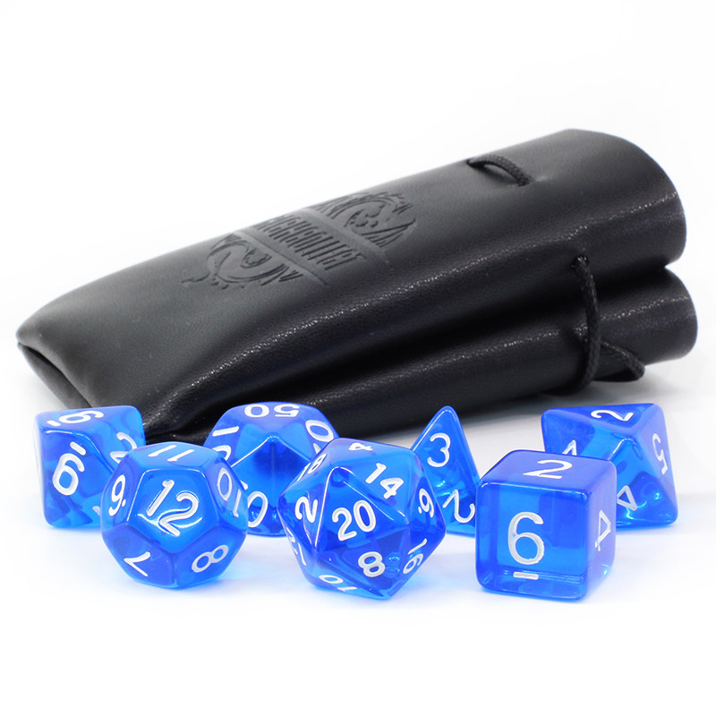 Dungeons and Dragons DnD acrylic transparent dark blue and white TRPG Cthulhu running group COC board game dice