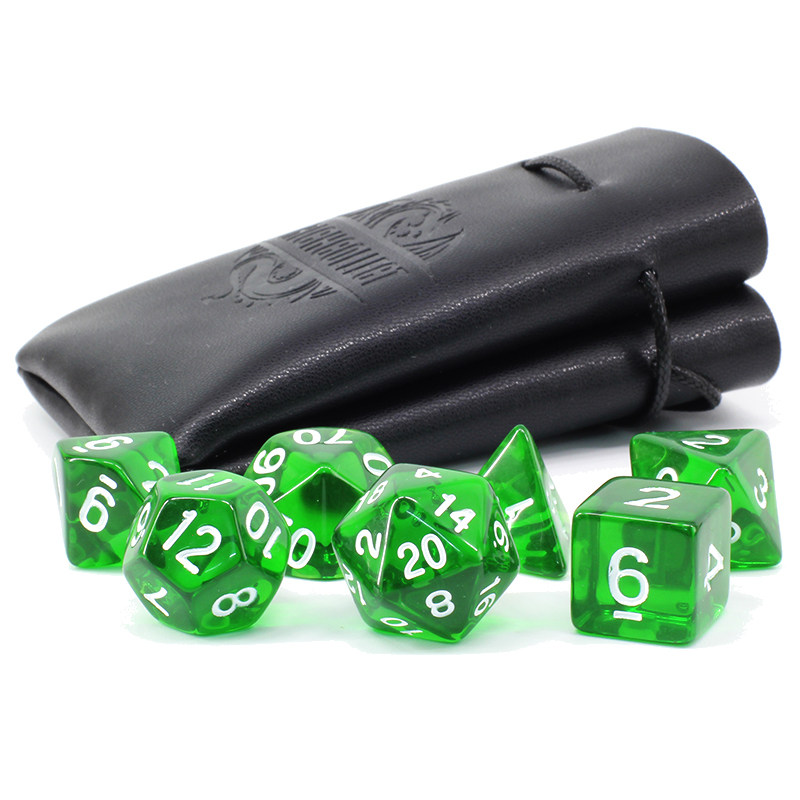 Dungeons and Dragons DnD acrylic transparent green and white TRPG Cthulhu running group COC board game dice