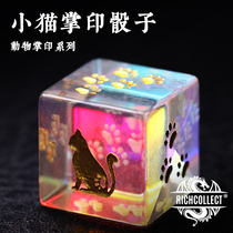 Kitten footprints transparent ore dice owners palm print dice Valentines Day gift custom dice