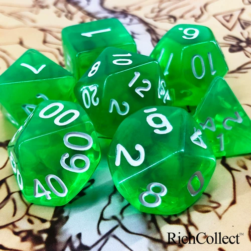 Dragon и Dungeon dnd yayli прозрачные зеленые и белые персонажи trpg kusalu ground group coc board dice dice