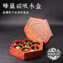Solid wood honeycomb-shaped dice collection box supports personalized graphics and text customization of the world cover and magnetic suction dice storage box