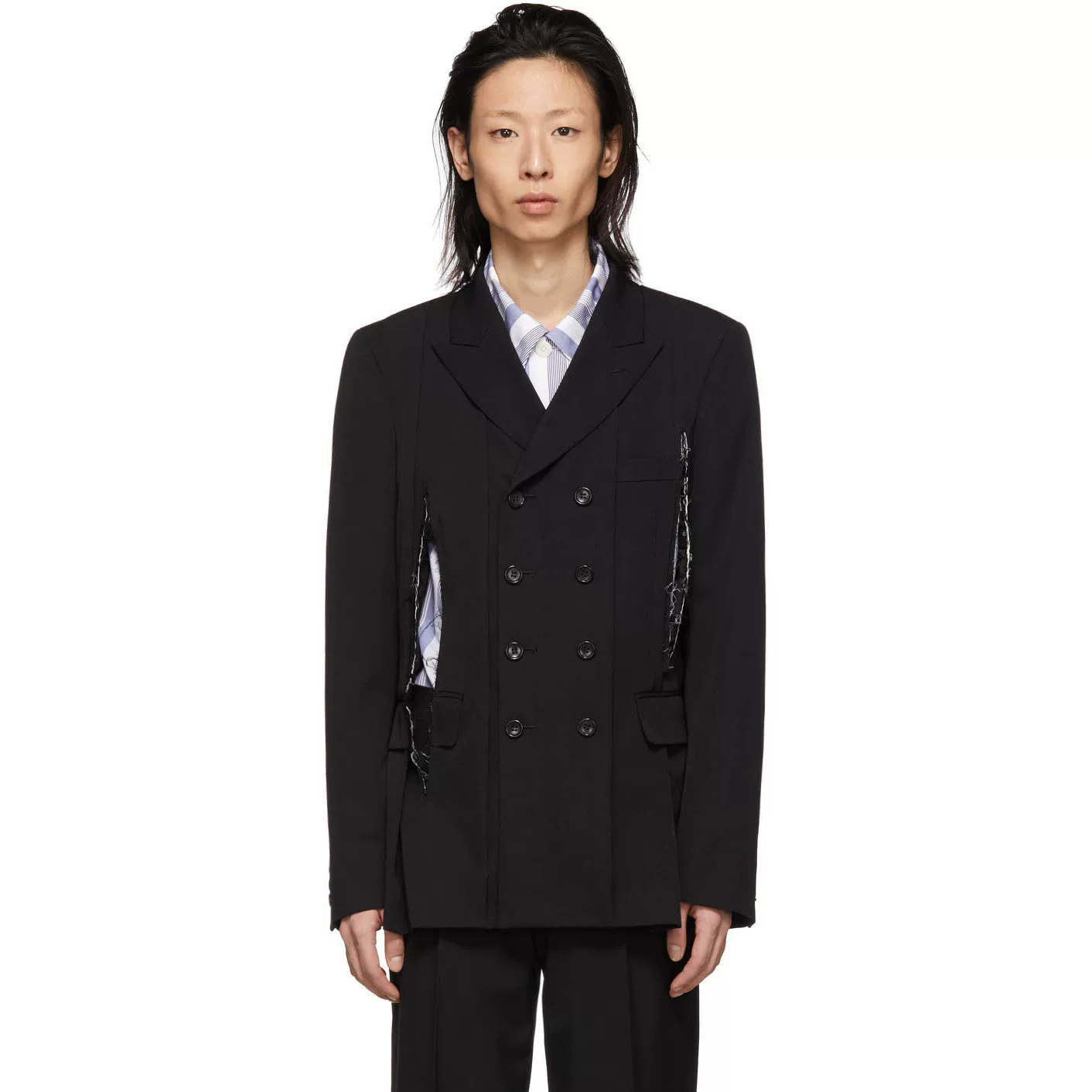 Костюм из шерсти YAMAMOTO CDG, черный повседневный двубортный костюм, подходящий для всех сезонов