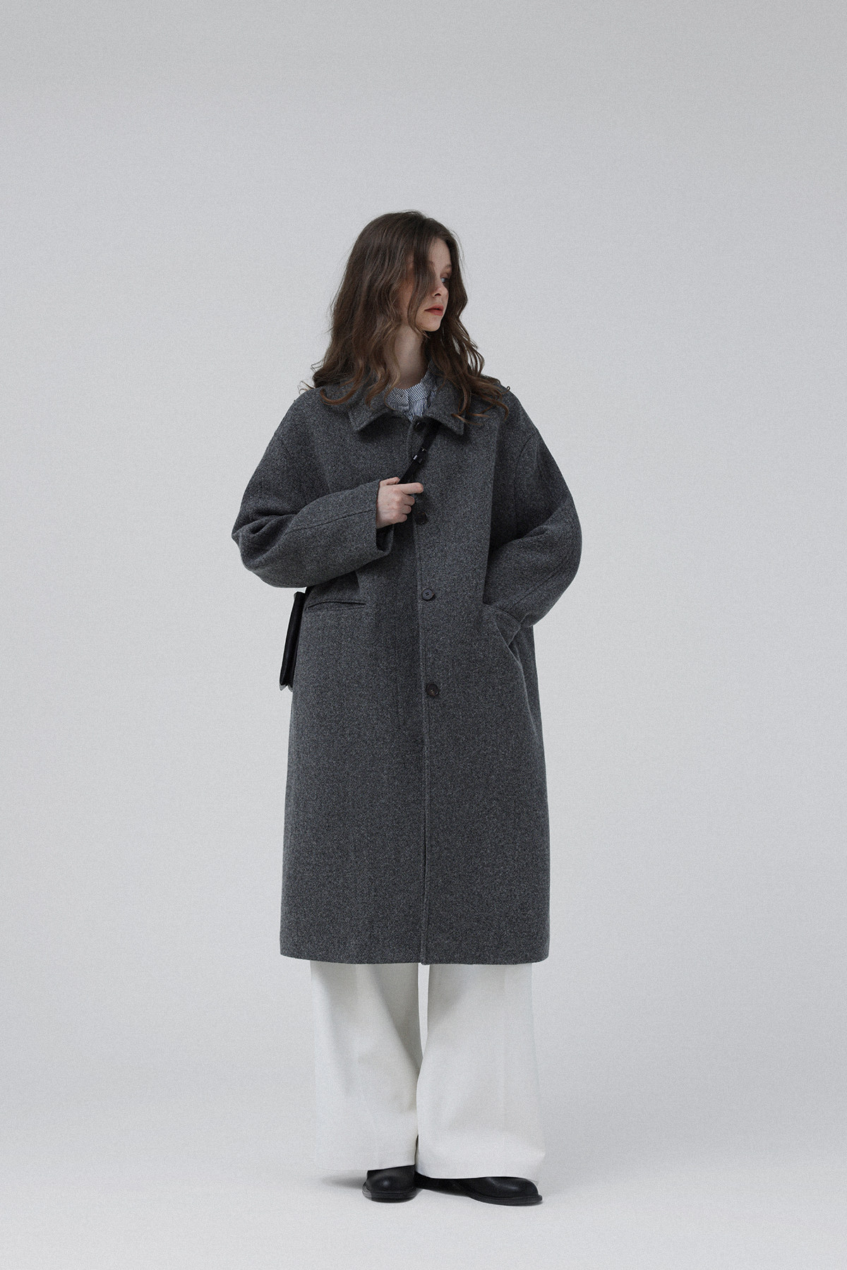 北欧ミニマル ウールキャメルレトロテクスチャーコート - ショップ