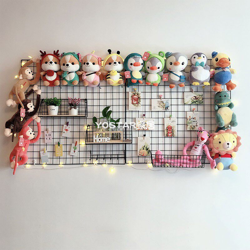 Nordic style doll photo wall ins girl room decoration grid rack plush doll puppet storage artifact
