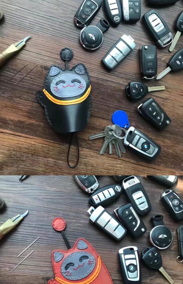 Retro chìa khóa túi nữ công suất lớn phổ quát túi chìa khóa phụ nữ da xe chìa khóa túi nữ móc khóa sen