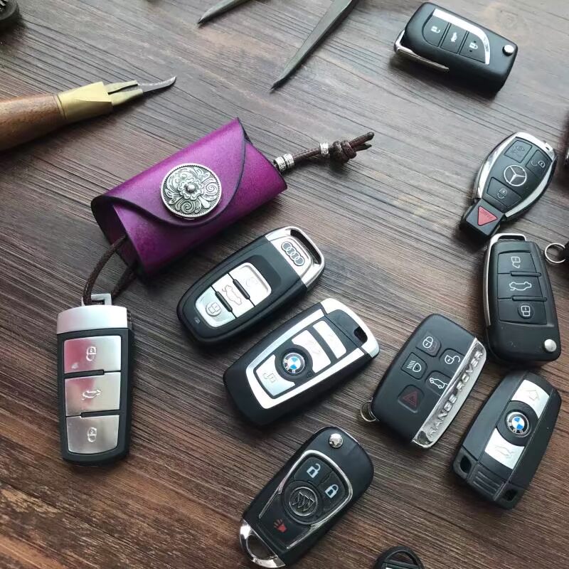 Tối giản phổ quát retro thủ công da túi chìa khóa nữ xe túi túi nam da nhỏ chìa khóa thiết lập túi chìa khóa - Trường hợp chính ví móc khóa da thật